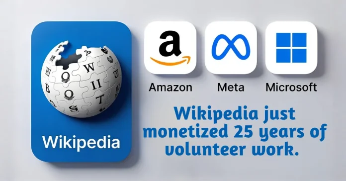 : Wikimedia Foundation AI partnership announcement with major tech companies on Wikipedia's 25th anniversary